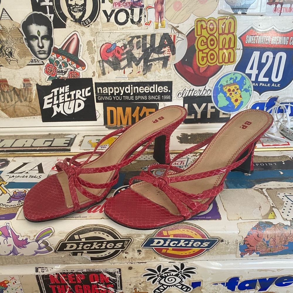 Y2K Snakeskin Kitten Heels